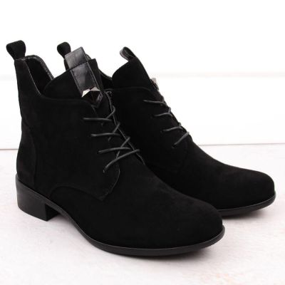 2. Damen-Boots mit Schnürung und Reißverschluss, warm gefüttert, schwarz M.Daszyński SA198-24