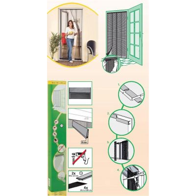 54. Tür-Moskitonetz 100 x 220 mm, Lamellen-Polyester + Klettband