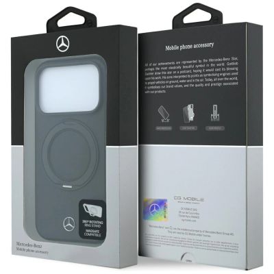 8. Mercedes Lederhülle mit Ringständer und MagSafe-Funktion für iPhone 18 Pro / 17 Pro – Schwarz