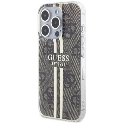 2. Guess IML 4G Gold Stripe Hülle für iPhone 15 Pro – braun