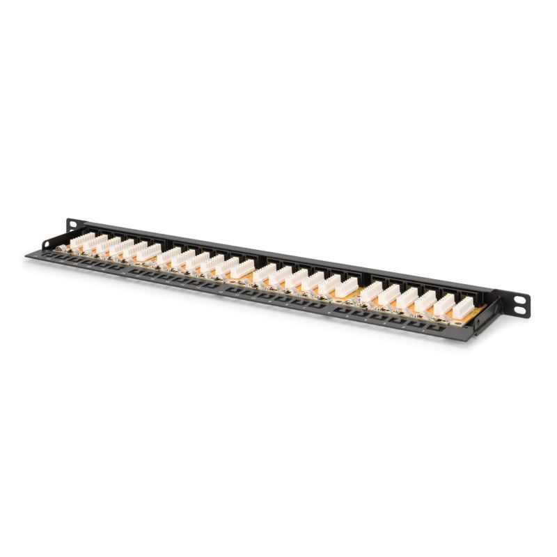 20. Digitus High-Density-Patchpanel 19" 24 x RJ45, LSA horizontal, Kat. 6, ungeschirmt, 0,5 HE, schwarz, Kabelführung