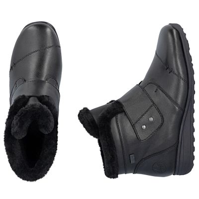 11. Rieker 47268-00 Wasserdichte Leder-Ankle-Boots für Damen, Schwarz