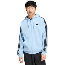 adidas Essentials Fleece-Kapuzenjacke mit durchgehendem Reißverschluss und 3-Streifen für Herren, Himmelblau KY4143