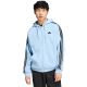 adidas Essentials Fleece-Kapuzenjacke mit durchgehendem Reißverschluss und 3-Streifen für Herren, Himmelblau KY4143