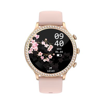 8. VELTORI VT310-1 Damen-Smartwatch, Goldarmband + rosa Silikonarmband