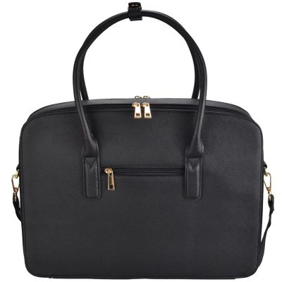 2. Damenhandtasche aus PU mit Laptopfach, Schwarz, SEMI LINE