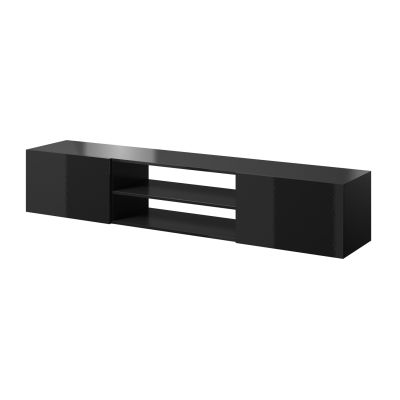 TV-Schrank SLIDE 200K 200x40xH37, komplett in Schwarz Hochglanz