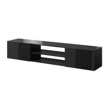 TV-Schrank SLIDE 200K 200x40xH37, komplett in Schwarz Hochglanz