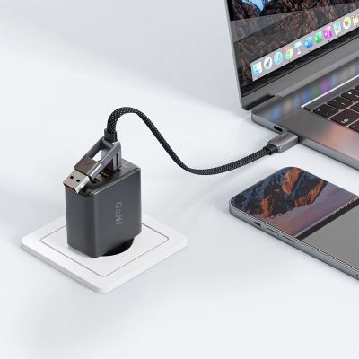 6. Acefast C13-05 USB-C - USB-A / USB-C Kabel 480Mb/s 3A 0,2m - Schwarz