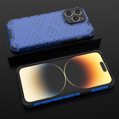 16. Wabenhülle für iPhone 14 Pro Max gepanzerte Hybridhülle blau