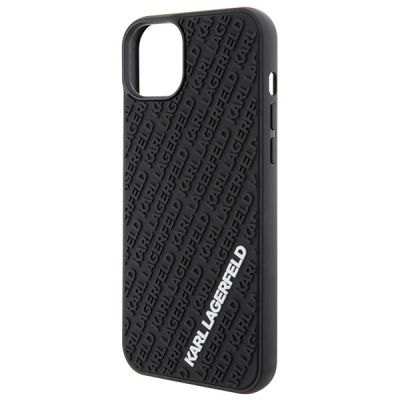 6. Karl Lagerfeld 3D Rubber Multi Logo Hülle für iPhone 15 Plus – Schwarz