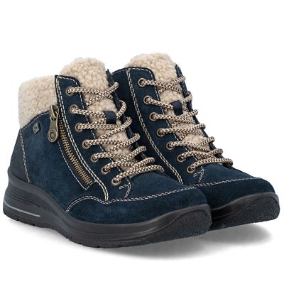 10. Wasserdichte bequeme Leder-Trapperboots in Marineblau Rieker L7701-14