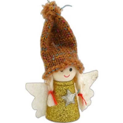 12. Weihnachtsengel-Anhänger, Gold, 7 cm