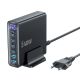 3. Tech-Protect DC240W-GaN Ladestation mit 6 Anschlüssen (4 x USB-C, 2 x USB-A), 240 W, QC3.0 – Schwarz