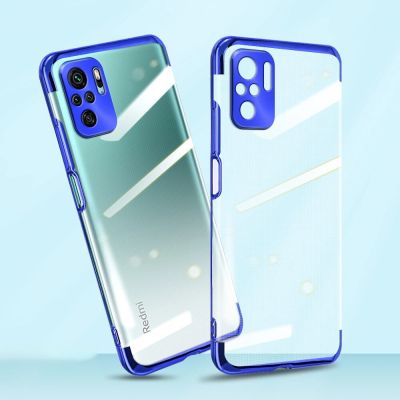 9. Clear Color Silikon Gel Electroplating frame Handyhülle Schutzhülle für Xiaomi Redmi Note 10 5G / Poco M3 Pro blau