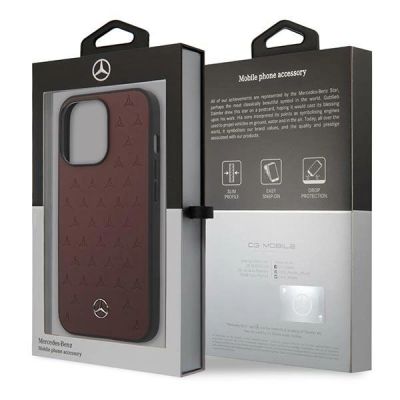 8. Mercedes MEHCP13LPSQRE iPhone 13 Pro / 13 6,1" czerwony/red hardcase Leather Stars Pattern