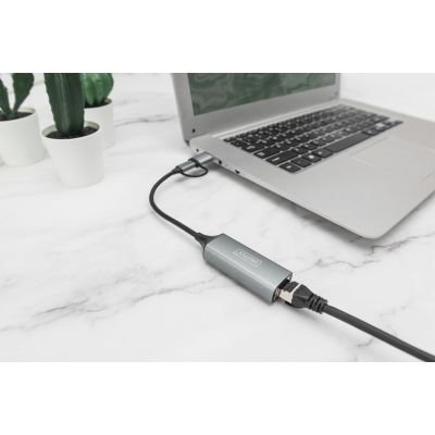 2. USB Typ-C auf Gigabit Ethernet 2,5G USB-C + USB A Adapter (USB 3.1/3.0)