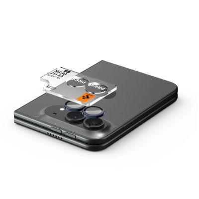 5. Spigen Optik Pro Glas.tR EZ Fit 2er-Pack Displayschutzfolie aus gehärtetem Glas für iPhone Duo – Marineblau