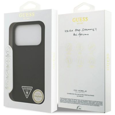 8. Guess Silikon Triangle Logo MagSafe Case für iPhone 17 Pro Max - Schwarz