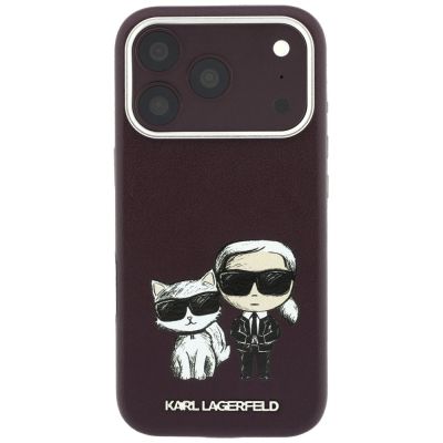 3. Karl Lagerfeld Smooth Karl & Choupette Bodies Sketch MagSafe Hülle für iPhone 18 Pro / 17 Pro - bordeauxrot