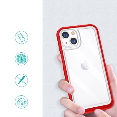 2. Klare 3in1 Hülle für iPhone 13 Mini Gel Cover mit Rahmen rot