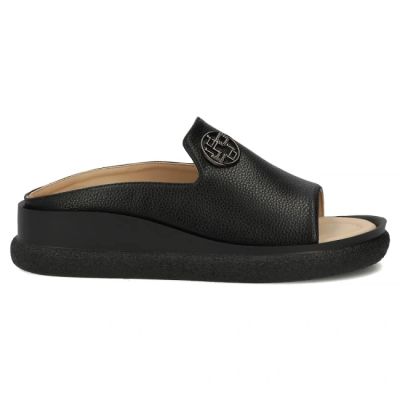 3. Schwarze Keilsandalen aus Leder für Damen, Filippo DK7758