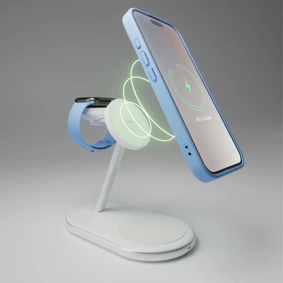 7. Puro Mag Station Qi2 3-in-1 Kabelloses Ladegerät Kompatibel mit MagSafe - Weiß