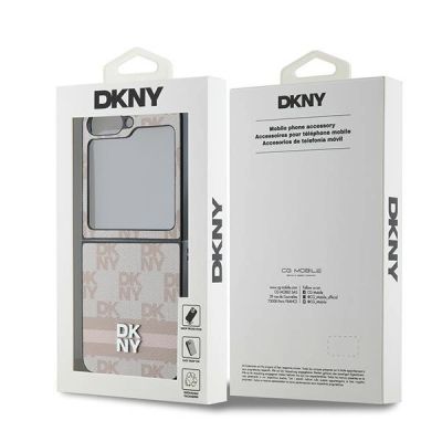 8. DKNY Checkered Pattern Printed Stripes Hülle für Samsung Galaxy Z Flip 6 – Rosa