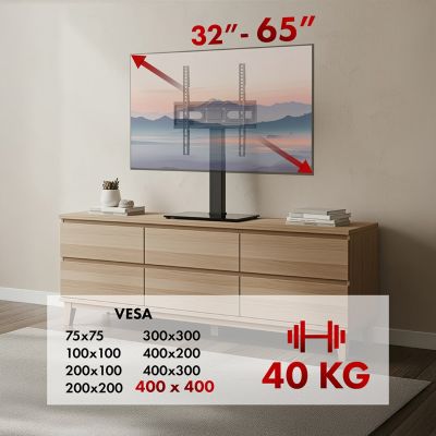 13. MACLEAN Universal-TV-Ständer, für TV-Schränke, max. 40 kg, max. VESA 400x400, Höhen- und Winkelverstellung MC-1240