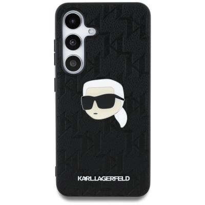 3. Karl Lagerfeld Leder Monogram Pin Logo Karl Head Samsung Galaxy S25 Hülle schwarz