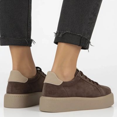 7. Damen-Plateau-Sneaker aus Leder, braun, Filippo DP6119