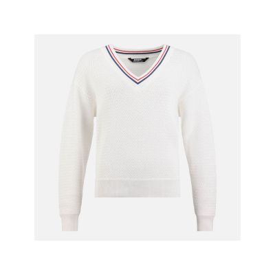 7. ROSSIGNOL Damenpullover mit V-Ausschnitt, Strick, Weiß