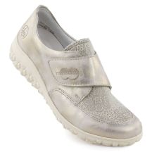 Rieker 59552-62 bequeme Damenschuhe mit Klettverschluss, beige und gold