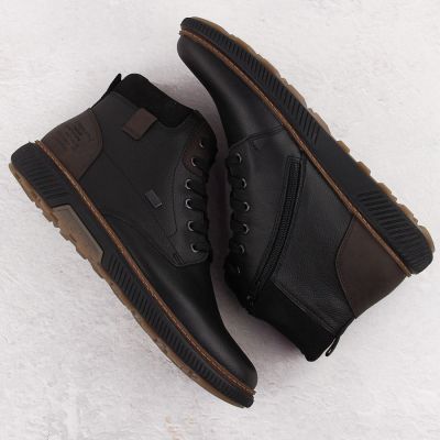 17. Gefütterte wasserdichte Herren-Lederstiefeletten in Schwarz Rieker B3343-00