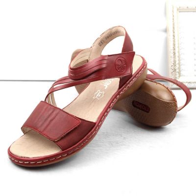 6. Rieker W RKR685 bequeme Ledersandalen rot