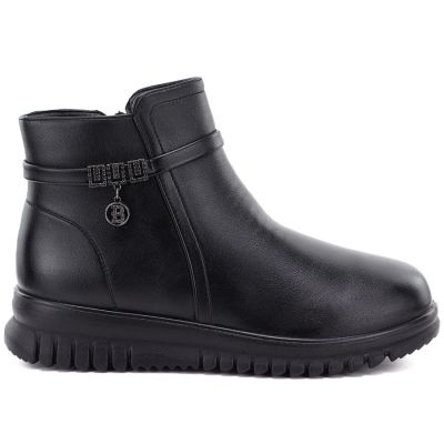 6. Bequeme Damen-Ankle-Boots mit Keilabsatz, schwarz, Potocki PT16397