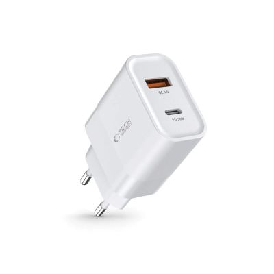 2. Tech-Protect C30W USB-C PD 30W / USB-A QC 3.0 Netzwerkladegerät – Weiß