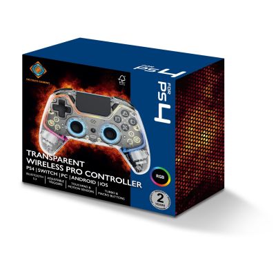 4. Deltaco Gaming GAM-169-T Transparenter Bluetooth/USB-Gamecontroller für Android, Nintendo Switch, PC, PlayStation 4 und iOS