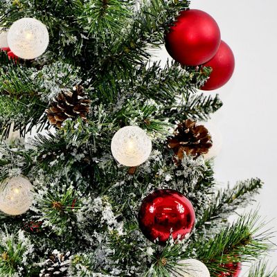 3. Dekorativer Weihnachtsbaum Kaprun im 20-LED-Topf mit Kugeln, Höhe: 90 cm