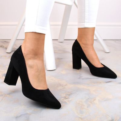 15. Sergio Leone W SK316A Wildlederpumps auf Blockabsatz in Schwarz 