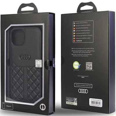 7. Audi Echtleder iPhone 14 6,1" schwarz/schwarz Hardcase AU-TPUPPCIP14-Q8/D1-BK
