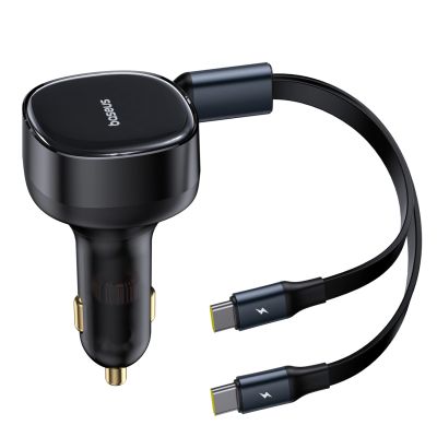 2. Baseus Enjoyment 2-in-1-Autoladegerät mit einziehbarem Gehäuse, 33 W, Schwarz