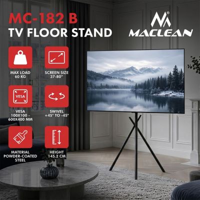 13. MACLEAN TV-Bodenhalterung / -Ständer, 37–80 Zoll, max. VESA 600 x 400, max. 60 kg, MC-182 B