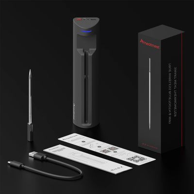 7. Meatmeet Pro intelligentes Küchenthermometer mit Bluetooth/WLAN-App, geeignet für Grill, Backofen und Smoker – Schwarz