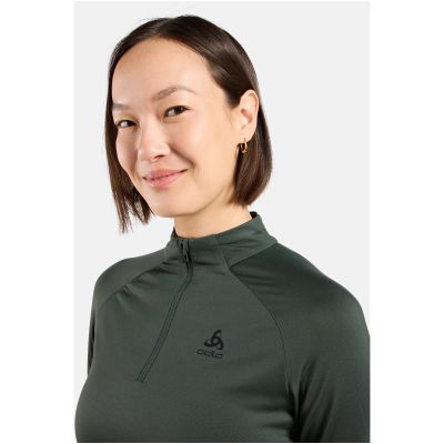 6. Damen-Sweatshirt ohne Kapuze ODLO Mid Layer 1/2 Zip ESSENTIAL LIGHT, grün