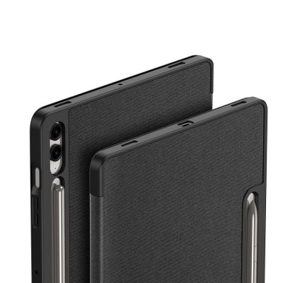 7. Dux Ducis Domo Öko-Lederhülle mit Ständer für Samsung Tab S10+ / S9+ / S9 FE+ – Schwarz
