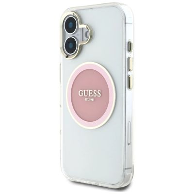 2. Guess IML Metal Colored Circle Classic Logo MagSafe iPhone 16 Hülle - Rosa
