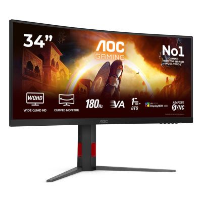 22. AOC G4 CU34G4CAP Computermonitor 86,4 cm (34") 3440 x 1440 px UltraWide Quad HD LCD Schwarz, Rot
