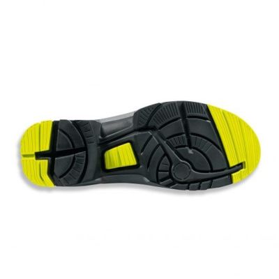 7. Uvex 85438 Sicherheitsschuhe, Größe 43, PUR-Sohle W11, Schwarz, Limette