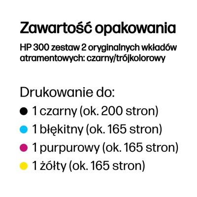 3. HP 300 Original Tintenpatronen, 2er-Pack: Schwarz/Dreifarbig